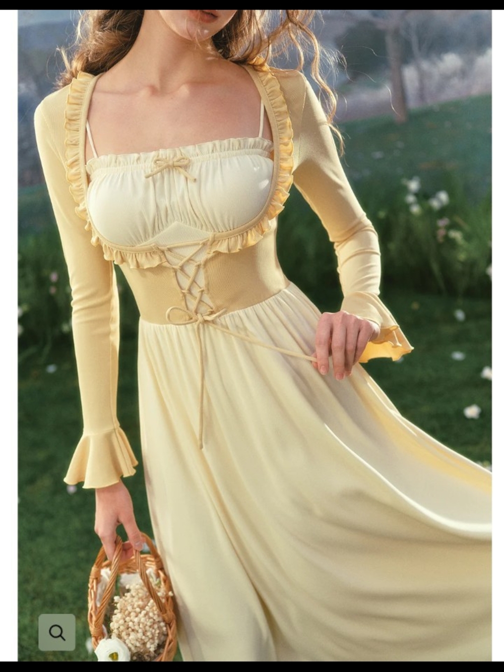Women’s Pale Yellow Ruffle-Trim Maxi Dress - Picture 5 of 5